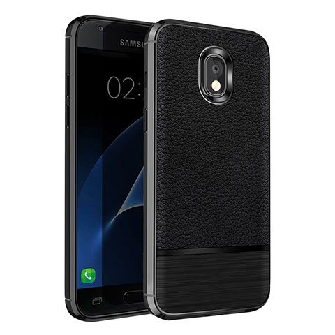 Funda Silicona Goma de Cuero Q01 para Samsung Galaxy J7 (2018) J737 Negro