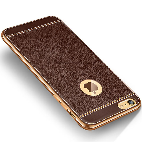 Funda Silicona Goma de Cuero W01 para Apple iPhone 6S Plus Marron