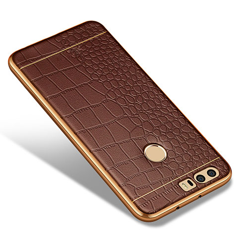 Funda Silicona Goma de Cuero W01 para Huawei Honor 8 Marron