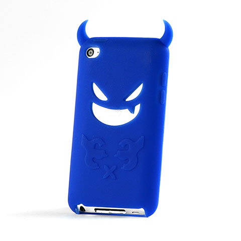 Funda Silicona Goma Demonio Diablo para Apple iPod Touch 4 Azul