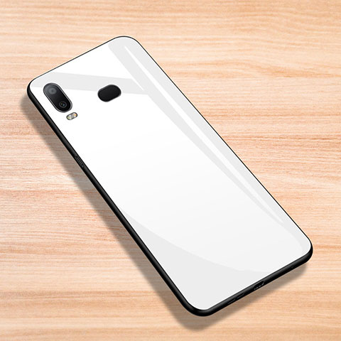 Funda Silicona Goma Espejo para Samsung Galaxy A6s Blanco