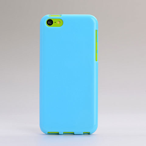 Funda Silicona Goma para Apple iPhone 5C Azul Cielo