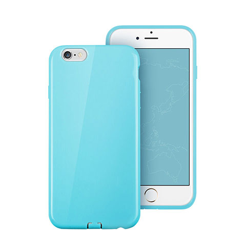 Funda Silicona Goma para Apple iPhone 6S Azul Cielo