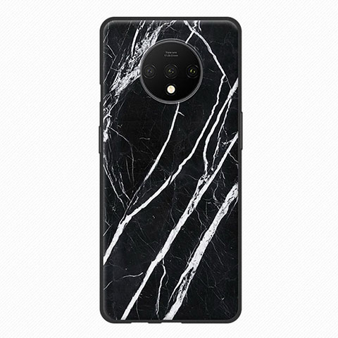 Funda Silicona Goma Patron de Grano de Madera para OnePlus 7T Negro