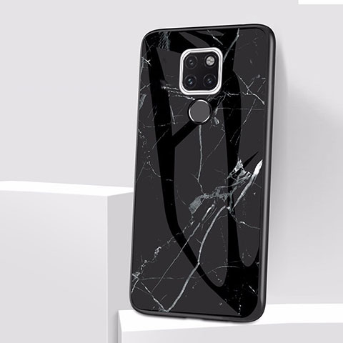 Funda Silicona Goma Patron de Marmol para Huawei Mate 20 Negro