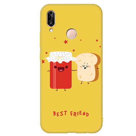 Funda Silicona Goma Patron de Moda Carcasa para Huawei P20 Lite Amarillo