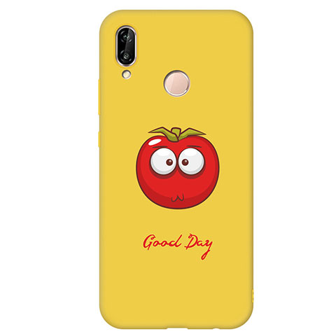 Funda Silicona Goma Patron de Moda Carcasa S02 para Huawei P20 Lite Amarillo