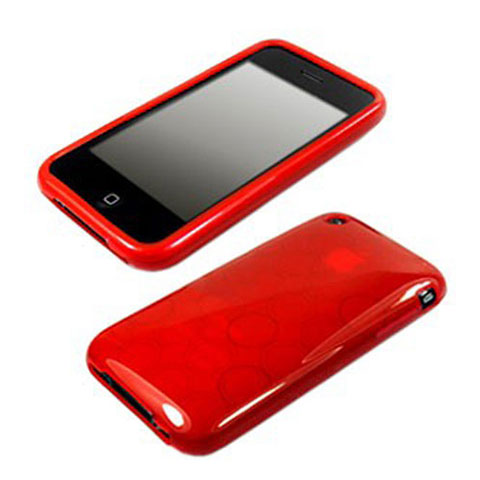 Funda Silicona Transparente Circulo para Apple iPhone 3G 3GS Rojo