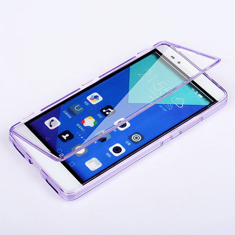 Funda Silicona Transparente Cubre Entero para Huawei Honor 7 Morado