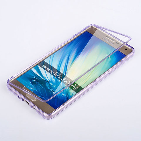 Funda Silicona Transparente Cubre Entero para Samsung Galaxy A7 Duos SM-A700F A700FD Morado