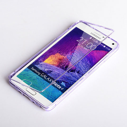 Funda Silicona Transparente Cubre Entero para Samsung Galaxy Note 4 SM-N910F Morado