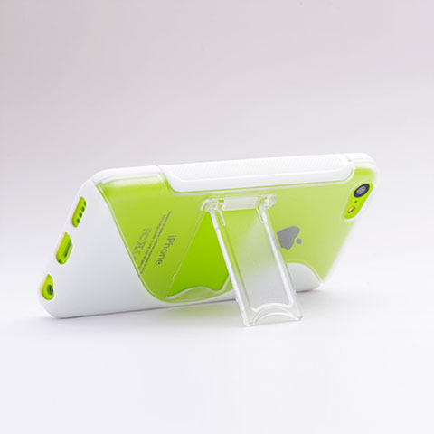 Funda Silicona Transparente S-Line con Soporte para Apple iPhone 5C Blanco