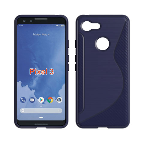 Funda Silicona Transparente S-Line para Google Pixel 3 Azul