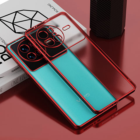 Funda Silicona Ultrafina Carcasa Transparente AN1 para Vivo X80 Pro 5G Rojo