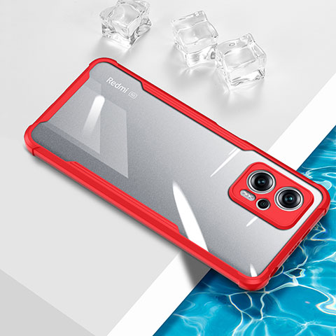 Funda Silicona Ultrafina Carcasa Transparente BH1 para Xiaomi Redmi Note 11T Pro 5G Rojo