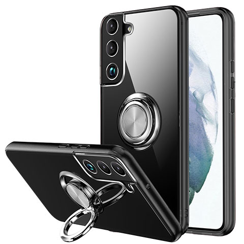 Funda Silicona Ultrafina Carcasa Transparente con Magnetico Anillo de dedo Soporte A01 para Samsung Galaxy S21 Plus 5G Gris