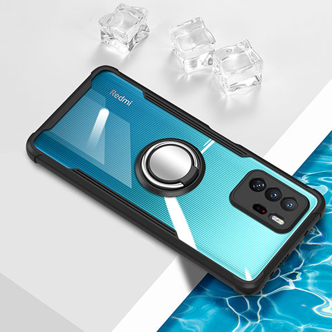Funda Silicona Ultrafina Carcasa Transparente con Magnetico Anillo de dedo Soporte BH1 para Xiaomi Poco X3 GT 5G Negro