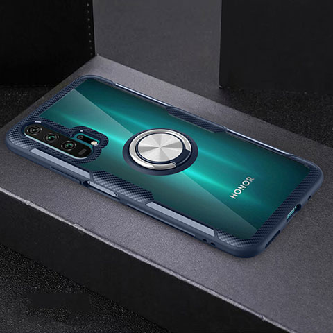 Funda Silicona Ultrafina Carcasa Transparente con Magnetico Anillo de dedo Soporte C01 para Huawei Honor 20 Pro Azul Cielo