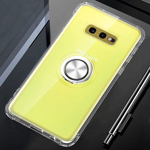 Funda Silicona Ultrafina Carcasa Transparente con Magnetico Anillo de dedo Soporte C02 para Samsung Galaxy S10e Claro