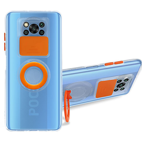 Funda Silicona Ultrafina Carcasa Transparente con Soporte MJ1 para Xiaomi Poco X3 Pro Naranja