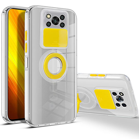 Funda Silicona Ultrafina Carcasa Transparente con Soporte para Xiaomi Poco X3 Pro Amarillo