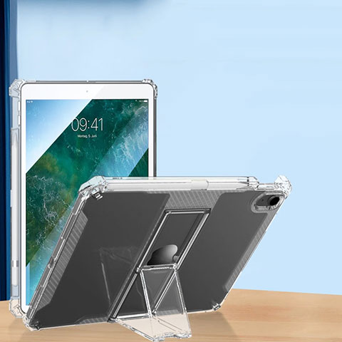 Funda Silicona Ultrafina Carcasa Transparente con Soporte S01 para Apple iPad Pro 10.5 Claro