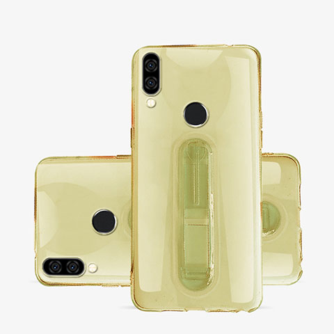 Funda Silicona Ultrafina Carcasa Transparente con Soporte S01 para Huawei Nova 3e Oro