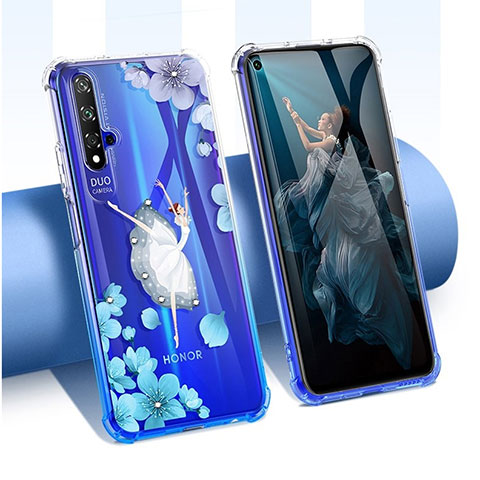 Funda Silicona Ultrafina Carcasa Transparente Flores para Huawei Honor 20 Blanco