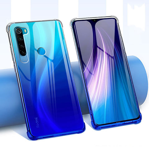 Funda Silicona Ultrafina Carcasa Transparente Flores para Xiaomi Redmi Note 8 (2021) Azul