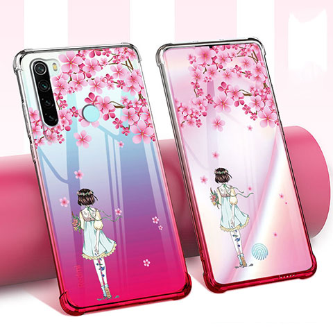 Funda Silicona Ultrafina Carcasa Transparente Flores para Xiaomi Redmi Note 8 (2021) Rosa
