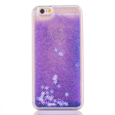 Funda Silicona Ultrafina Carcasa Transparente Flores T01 para Apple iPhone 6S Plus Morado