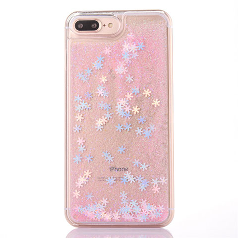 Funda Silicona Ultrafina Carcasa Transparente Flores T01 para Apple iPhone 8 Plus Rosa