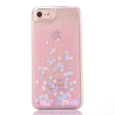 Funda Silicona Ultrafina Carcasa Transparente Flores T01 para Apple iPhone 8 Rosa