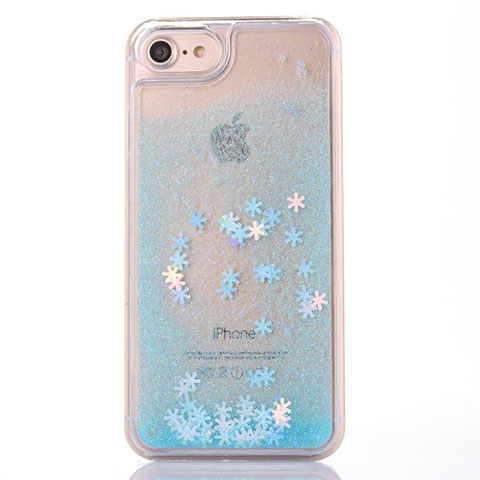 Funda Silicona Ultrafina Carcasa Transparente Flores T01 para Apple iPhone SE (2020) Azul Cielo