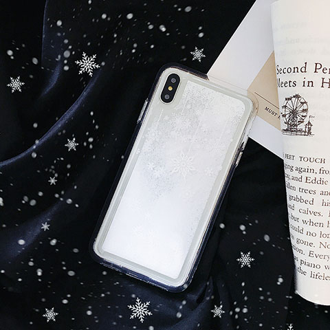 Funda Silicona Ultrafina Carcasa Transparente Flores T23 para Apple iPhone Xs Max Blanco