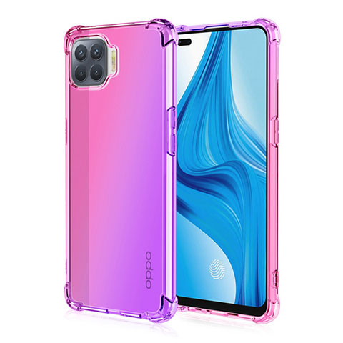 Funda Silicona Ultrafina Carcasa Transparente Gradiente G01 para Oppo A93 Rosa