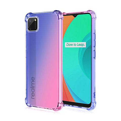 Funda Silicona Ultrafina Carcasa Transparente Gradiente G01 para Realme C11 Azul