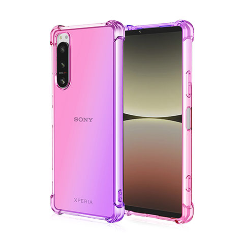 Funda Silicona Ultrafina Carcasa Transparente Gradiente para Sony Xperia 1 II Purpura Claro