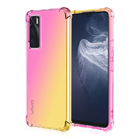 Funda Silicona Ultrafina Carcasa Transparente Gradiente para Vivo V20 SE Amarillo