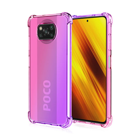 Funda Silicona Ultrafina Carcasa Transparente Gradiente para Xiaomi Poco X3 Pro Purpura Claro