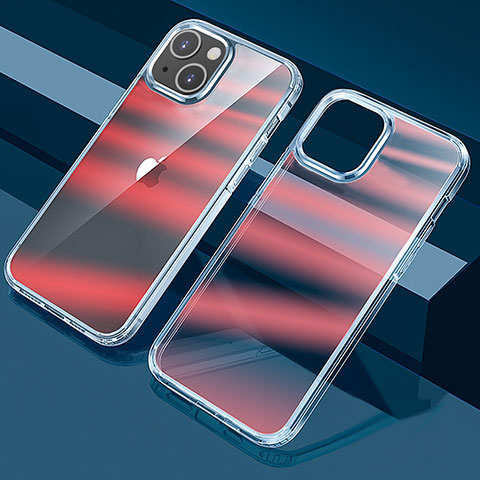 Funda Silicona Ultrafina Carcasa Transparente Gradiente QC1 para Apple iPhone 13 Rojo