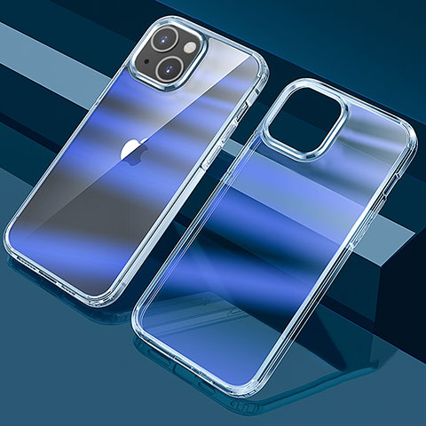 Funda Silicona Ultrafina Carcasa Transparente Gradiente QC1 para Apple iPhone 14 Plus Azul