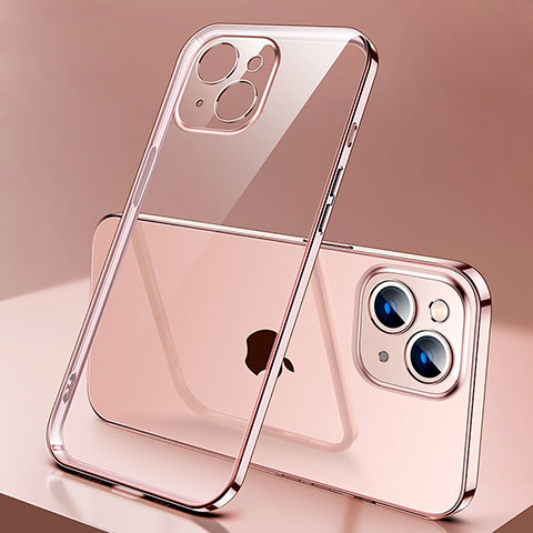 Funda Silicona Ultrafina Carcasa Transparente H01 para Apple iPhone 13 Mini Oro Rosa