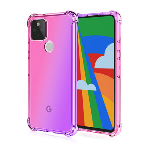 Funda Silicona Ultrafina Carcasa Transparente H01 para Google Pixel 5 Rosa