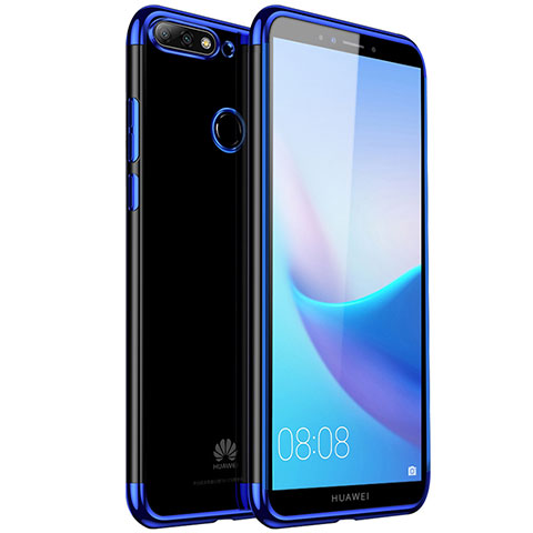 Funda Silicona Ultrafina Carcasa Transparente H01 para Huawei Enjoy 8 Azul