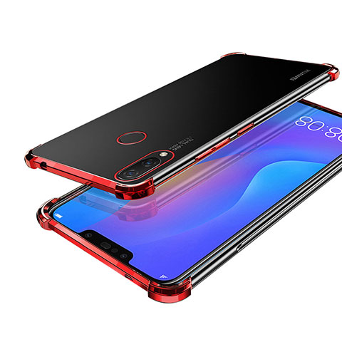 Funda Silicona Ultrafina Carcasa Transparente H01 para Huawei P Smart+ Plus Rojo