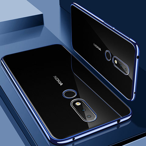 Funda Silicona Ultrafina Carcasa Transparente H01 para Nokia 6.1 Plus Azul