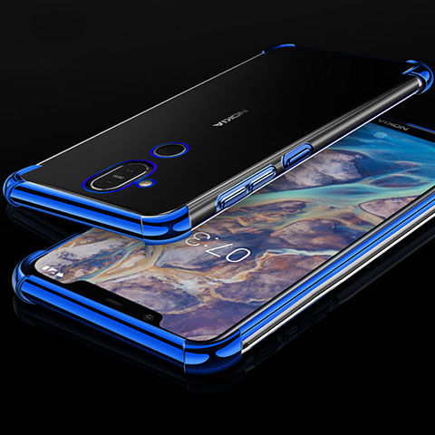 Funda Silicona Ultrafina Carcasa Transparente H01 para Nokia 7.1 Plus Azul