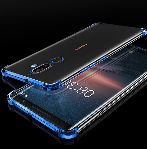 Funda Silicona Ultrafina Carcasa Transparente H01 para Nokia 7 Plus Azul