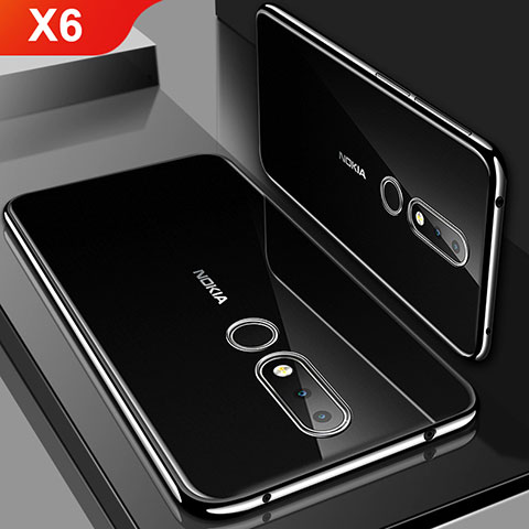 Funda Silicona Ultrafina Carcasa Transparente H01 para Nokia X6 Negro